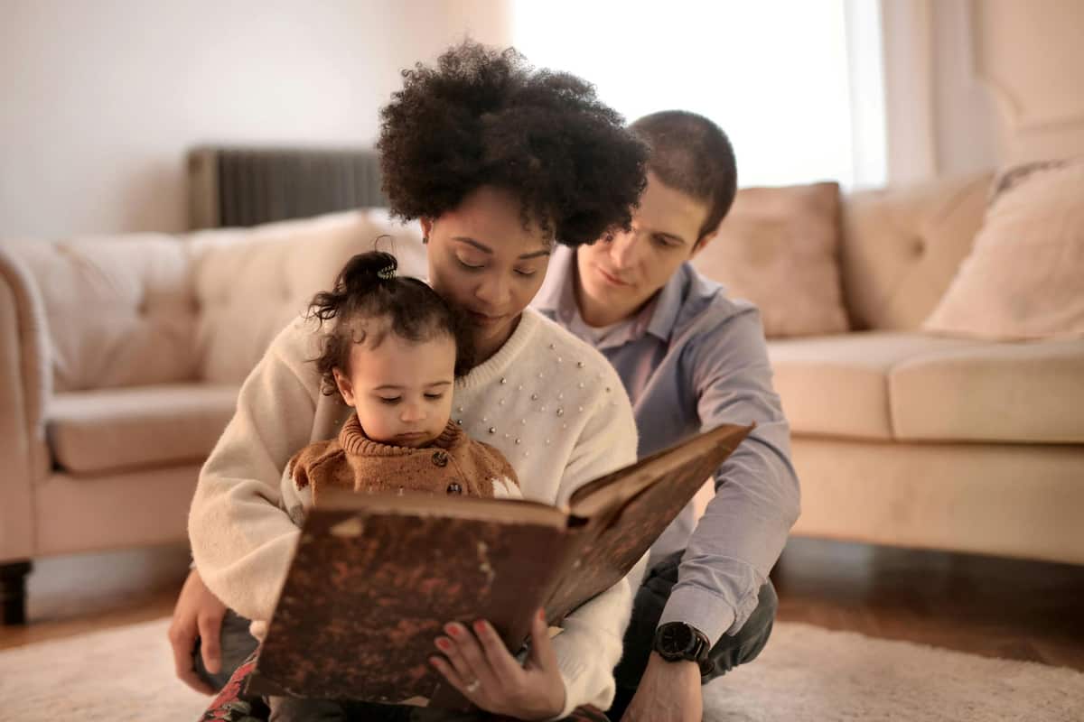 A family reading a story together