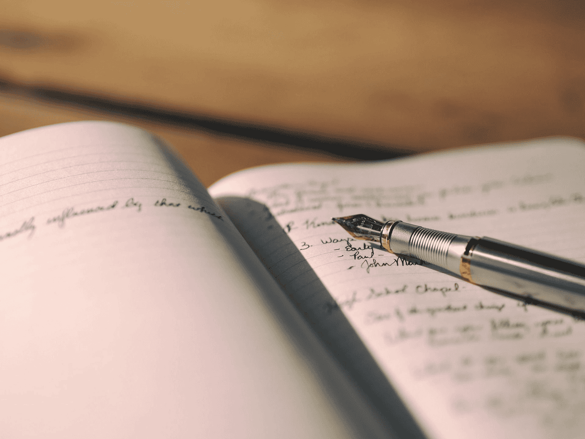 A notebook and pen