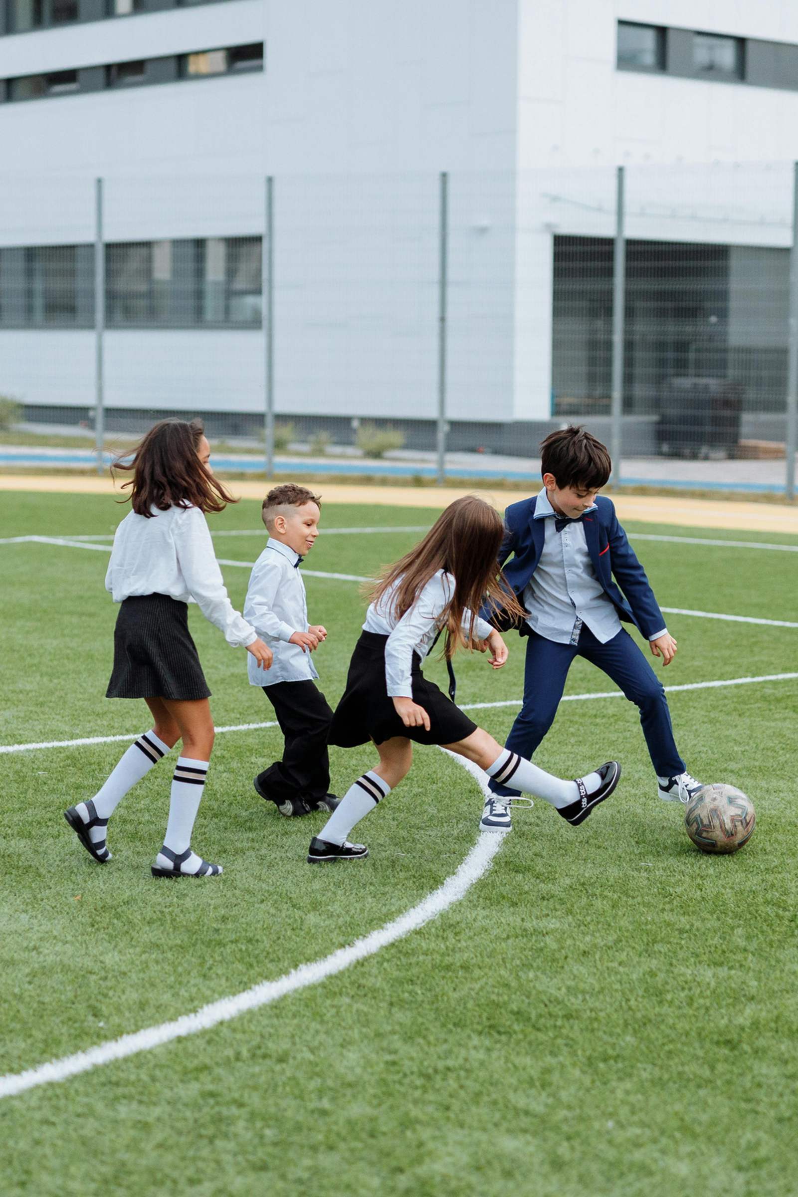 Students playing soccer